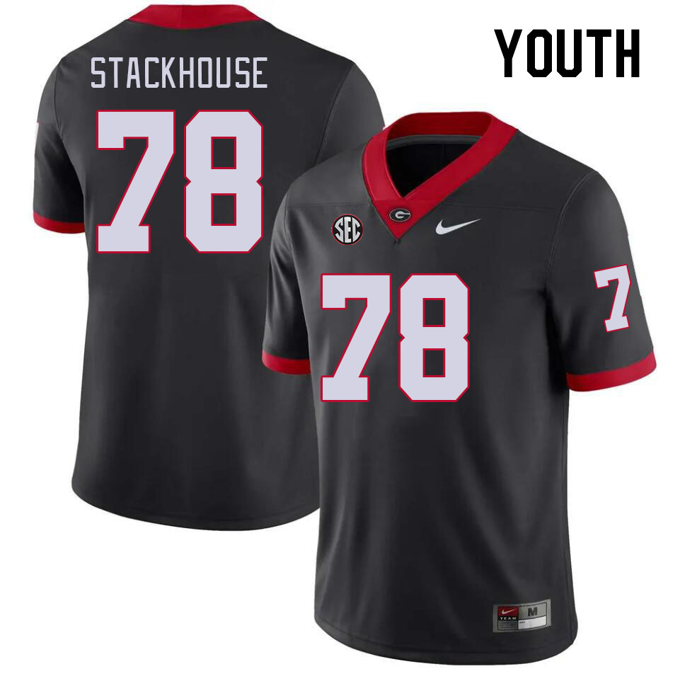 Youth #78 Nazir Stackhouse Georgia Bulldogs College Football Jerseys Stitched-Black